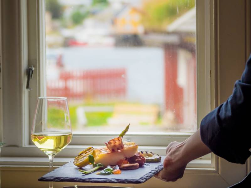 Stockfish served in Gammelbua Restaurant